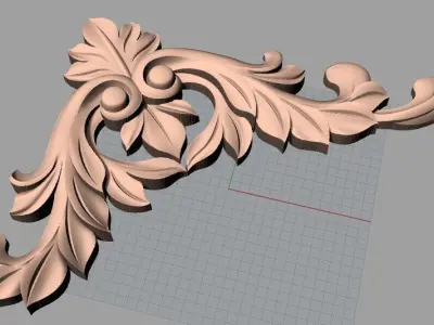 Furniture decorative corner flower 3D STL model for CNC E876 3D model