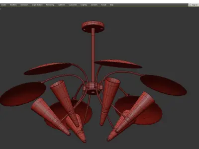  6 light chandelier Low-poly 3D model