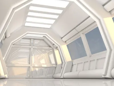 Sci Fi Corridor Low-poly 3D model 16
