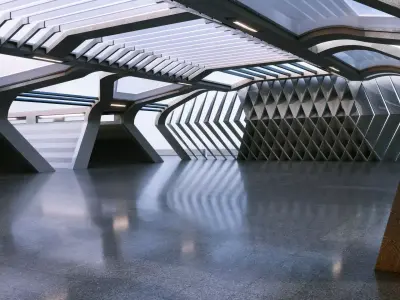 Modern Futuristic Corridor- Architectural Background- V1U4 3D model