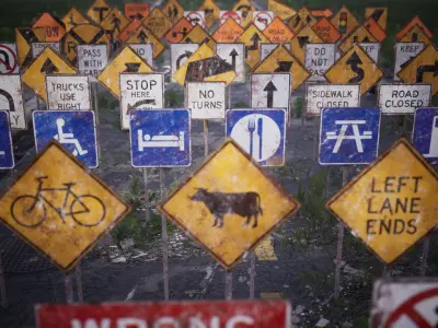 Road Signs Package  120 Assets Low-poly 3D model