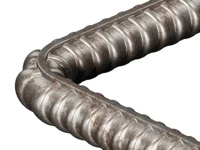 Rusty Square Bend TMT Bar 3D model