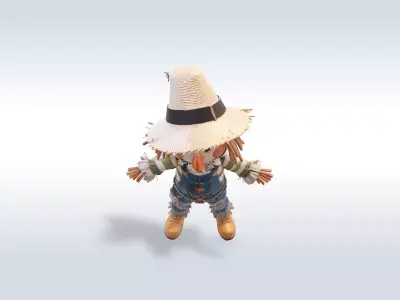 Adorable Scarecrow Halloween Character 3D model