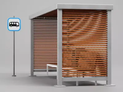Modern Bus Stop Shelter V2 3D model