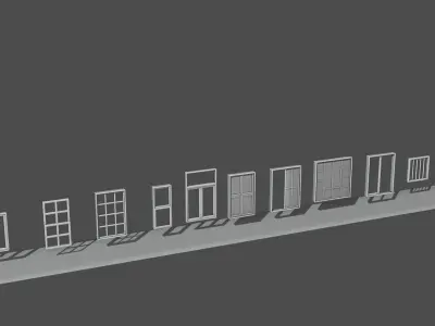 22 Doors and Windows Package Low-poly 3D model