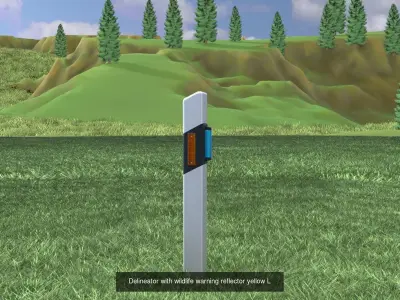 Delineators with wildlife warning reflector 3D Model Pack