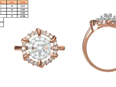 Light Weight Wedding Engagement Women Ring STL JCD Details 3D print model 20