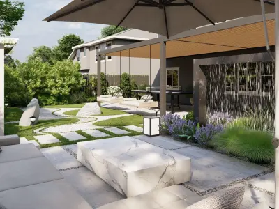 3D Exterior Scene 3D model design garden and landscape 3D model 15
