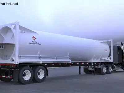  Freight Truck with LNG Semi Trailer Gas Tank Rigged for Cinema 4D 