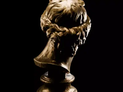 Classical Greek Bust Sculpture - Marble and Bronze 3D model