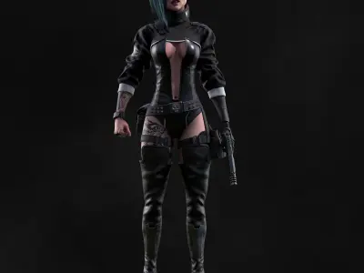 Judy - Game Ready female character in outfit Low-poly 3D model