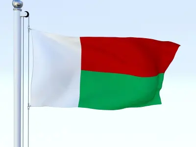 Animated Madagascar Flag Low-poly 3D model