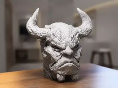 Robot deamon Headphone Stand Cyborg Headset Stand 3D print model