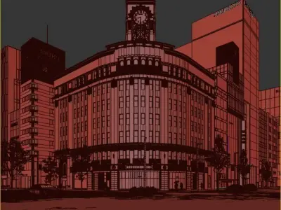 Wako building - Ginza street 3D model