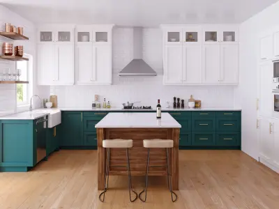Green kitchen 3D model