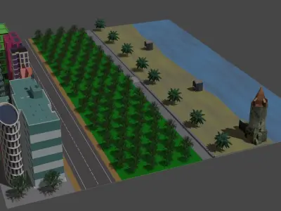 Sea city  Low-poly 3D model