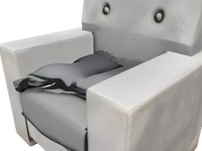 Industrial Concrete Armchair Grey Fabric Low-poly 3D model