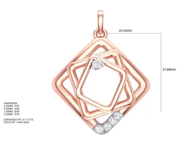 Squares with Squares Diamond Pendant 3D print model