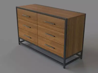 Kids Fulton Street Brown 6-Drawer Dresser 3D model