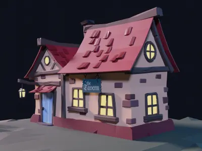 Low poly tavern Low-poly 3D model