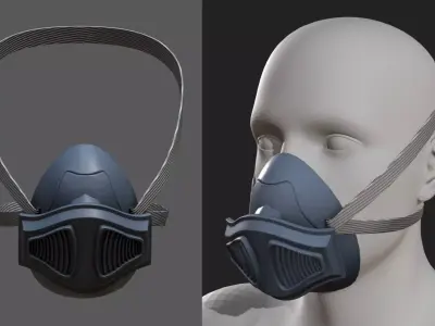 Gas mask plastic military combat 3d futuristic  Low-poly 3D model