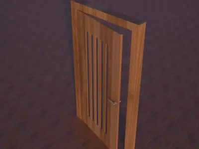 Wooden Door With Glass Stripes Low-poly 3D model