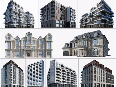 Residential and commercial buildings set-2 3D Model Pack