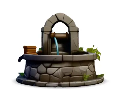 Stylized LowPoly Water Well Low-poly 3D model