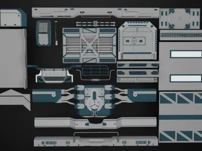 25 SCI-FI ENVIROMENT PANEL KITBASH 3D model