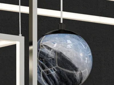candela pendant light with three balls hanging from it 3D model