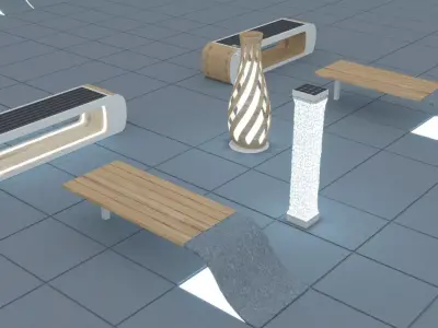 Solar Furniture Bench 3D model