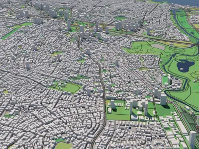 Tel Aviv Israel 25x25km 3D City Map 3D model