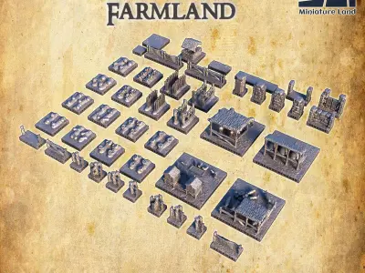 Openlock Farmland Pack Tabletop Terrain 28 MM 3D print model