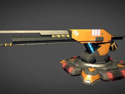Rail Gun Turret Low-poly 3D model