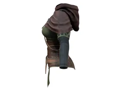 Medieval Archer Green Warrior Top Low-poly 3D model
