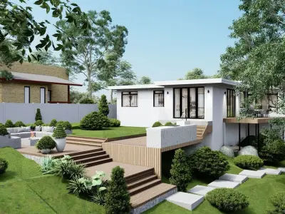 3D Exterior Scene 3D model design garden and landscape 3D model 3D model