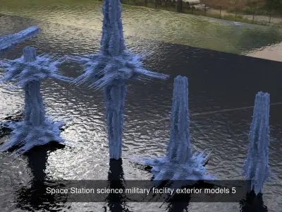 Sci Fi Science Facility collection exteriors 3D Model Pack