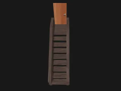 basement stair - door - door handle - handrail - step Low-poly 3D model