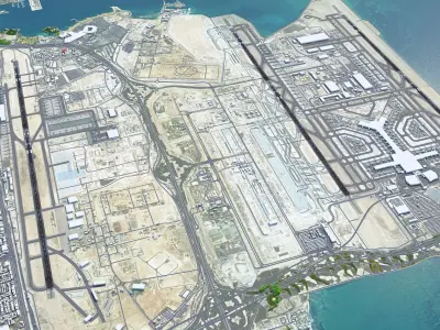 Doha Hamad Airport 12km Low-poly 3D model