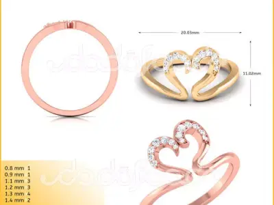DIAMONDS RING -WITH HEART DOC-R8120 3D print model