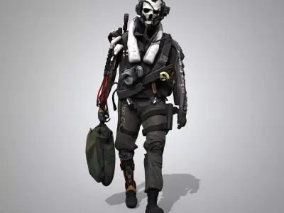 Futuristic combat warrior 3D model