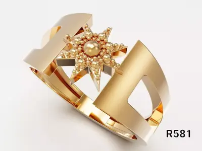 Architectural Star Ring 3D print model