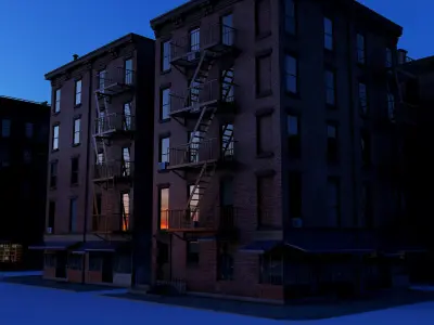 Chicago brick building Low-poly 3D model