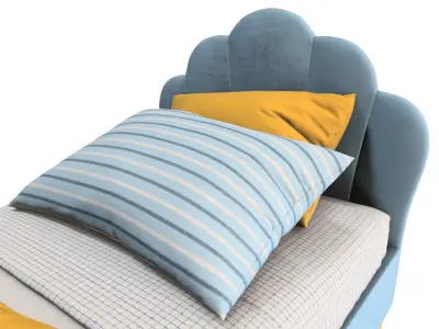  Twin Bed Frame with Scalloped Headboard 3D model