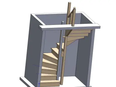 Wooden staircase Free 3D model