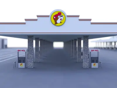 Buc-ees Gas Station with Parking Lot 3D model