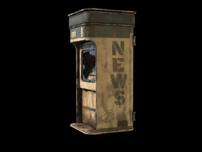 Newsstand old newspaper machine Low-poly 3D model