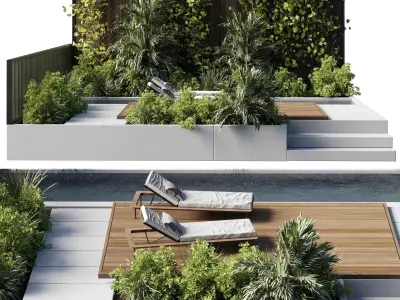 Landscape Furniture Backyard with Pool 29  3D model