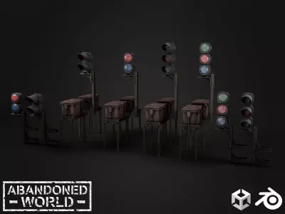Subway Traffic Light Low-poly 3D model