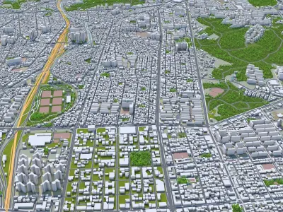 Cheonan Downtown South Korea Low-poly 3D model